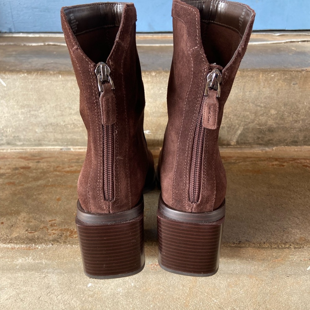 Vince Camuto Rich Brown Suede Block Heeled Boots - Picture 7 of 10
